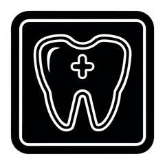 Black dental scan icon in silhouette vector for oral health