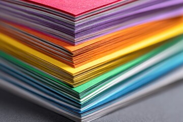 A vibrant stack of colorful construction paper.  Perfect for crafting and art projects!