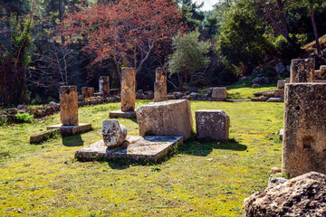 Stoa Columns and Ruins at Amphiaraeion Sanctuary