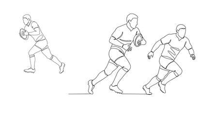 Male rugby player silhouette vector illustration on transparent background, simple design, copy space