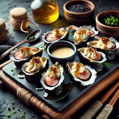 Smoked Oyster a mignonette sauce