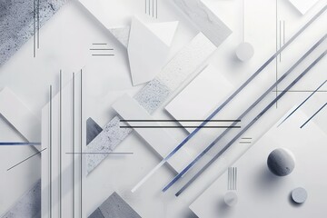 Geometric Abstract Composition in White and Gray modern and minimalist design