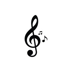 Naklejka premium Treble Clef Music Note, Minimalist Musical Symbol Design for Concerts, Bands, Festivals, and Audio Branding Projects