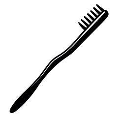 Solid black toothbrush vector icon minimalist dental design