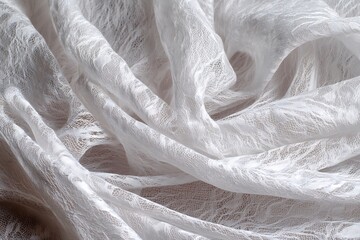 Soft white lace draped as textured background  
