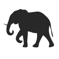 Elephant walking with curved trunk silhouette