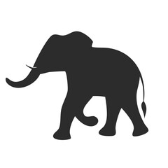 Trunk-lifted elephant in profile