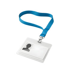 Clear ID Badge Holder with Blue Lanyard &ndash; Office, Event & Conference Use