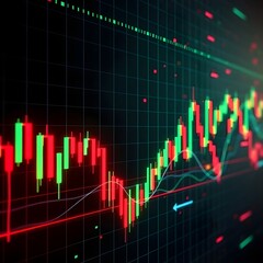 "Volatile stock market graph showing real-time financial data with glowing trend lines."

