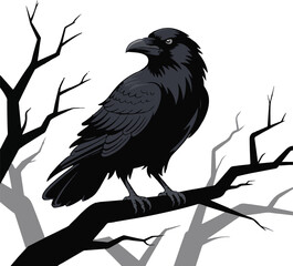 Fototapeta premium crow on a tree