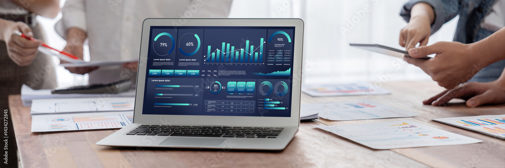 Poster business data dashboard provide business intelligence analytic for marketing strategy planning brisk