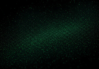 Dark Green Abstract Background: Glowing Particles Texture, Space Dust, Night Sky