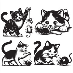 Obraz premium Cat Catches Mouse SVG Bundle 
