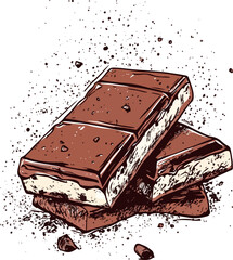 Milk chocolate with dubai thick filling vector sketch