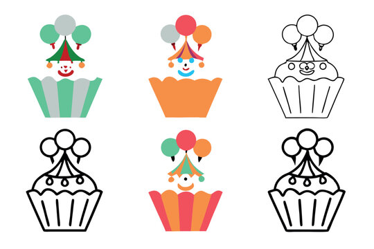 circus themed cupcake with colorful decorations ba 5.eps