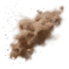 brown sandstorm dust , Dust sand soil smoke cloud particles isolated on transparent white background. 