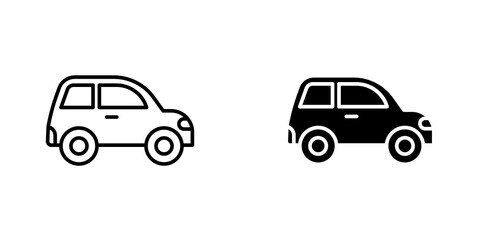 Car icon vector solid logo illustration. Flat and line style for graphic design, Website