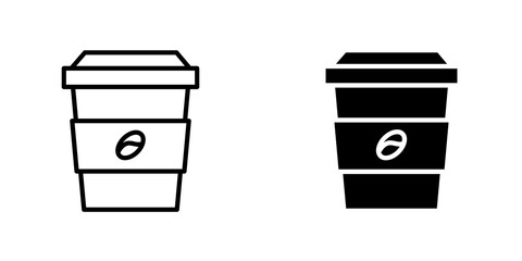 coffee cup icon vector solid logo illustration. Flat and line style for graphic design, Website