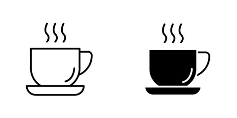 Coffee icon vector solid logo illustration. Flat and line style for graphic design, Website