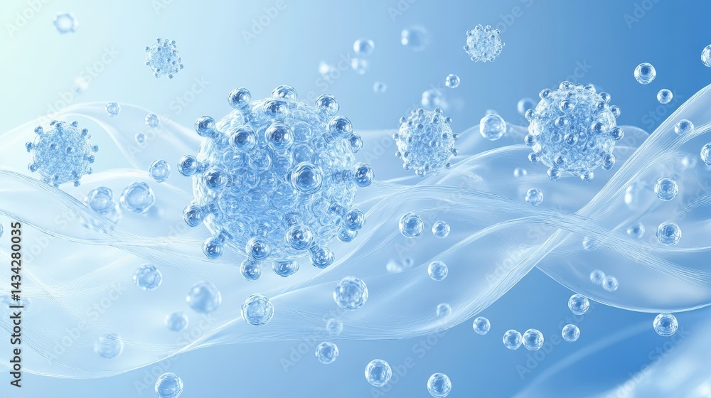 Poster microscopic virus structure in fluid dynamics