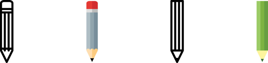 Pencil icon in line and flat style. Vector illustration