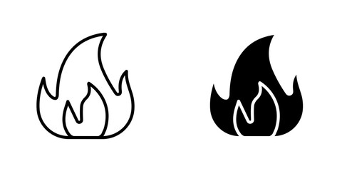 Fire icon vector solid logo illustration. Flat and line style for graphic design, Website