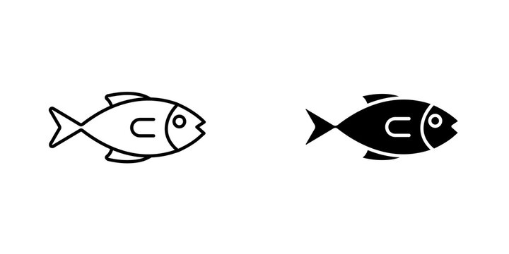 Fish icon vector solid logo illustration. Flat and line style for graphic design, Website