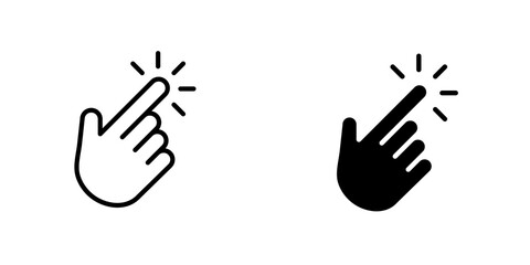 Hand click icon vector solid logo illustration. Flat and line style for graphic design, Website