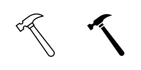 Hammer icon vector solid logo illustration. Flat and line style for graphic design, Website
