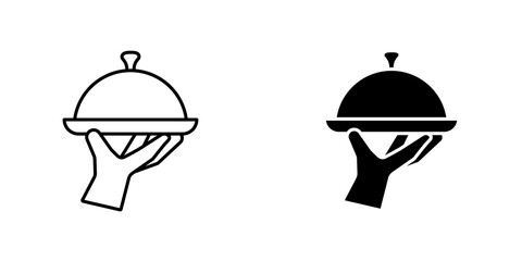 Hand holding tray icon vector solid logo illustration. Flat and line style for graphic design, Website