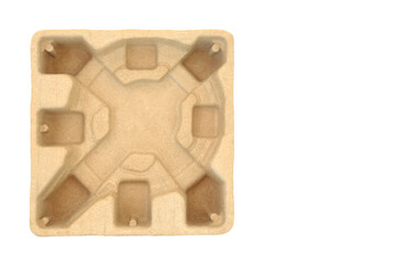 Cardboard delivery box protection insert on white background. Biodegradable compostable eco...