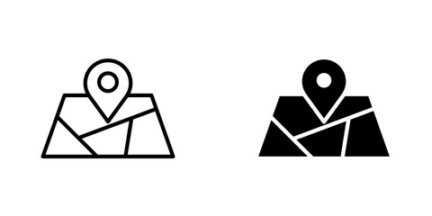 Map icon vector solid logo illustration. Flat and line style for graphic design, Website