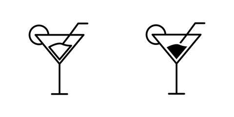 Martini glass icon vector solid logo illustration. Flat and line style for graphic design, Website