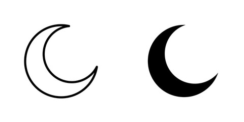 Moon icon vector solid logo illustration. Flat and line style for graphic design, Website © Warpiya
