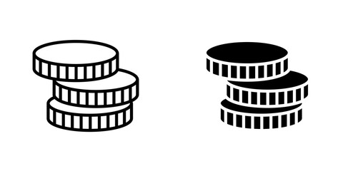 Money coin icon vector solid logo illustration. Flat and line style for graphic design, Website