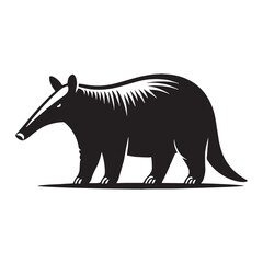Simplified aardvark silhouette vector designed for logo creation and scalable applications – aardvark silhouette – aardvark vector – aardvark illustration – silhouette of aardvark

