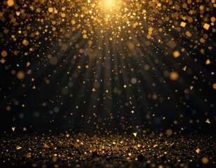 Naklejka premium Lots of gold sequins and confetti create the effect of magic and a solemn atmosphere, perfect for a holiday or a special event.background