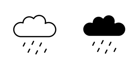 Rain icon vector solid logo illustration. Flat and line style for graphic design, Website