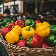 fresh capsicums in a basket