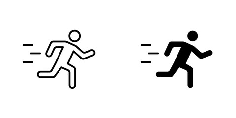 Running icon vector solid logo illustration. Flat and line style for graphic design, Website