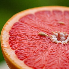 close up of a red grapefruit