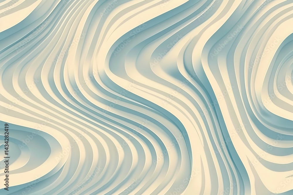 Poster flowing waves: soft blue and white lines create a gentle organic abstract pattern