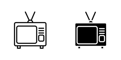 Television icon vector solid logo illustration. Flat and line style for graphic design, Website