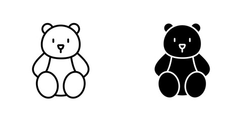Teddy bear icon vector solid logo illustration. Flat and line style for graphic design, Website