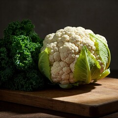 cauliflower on a wooden table