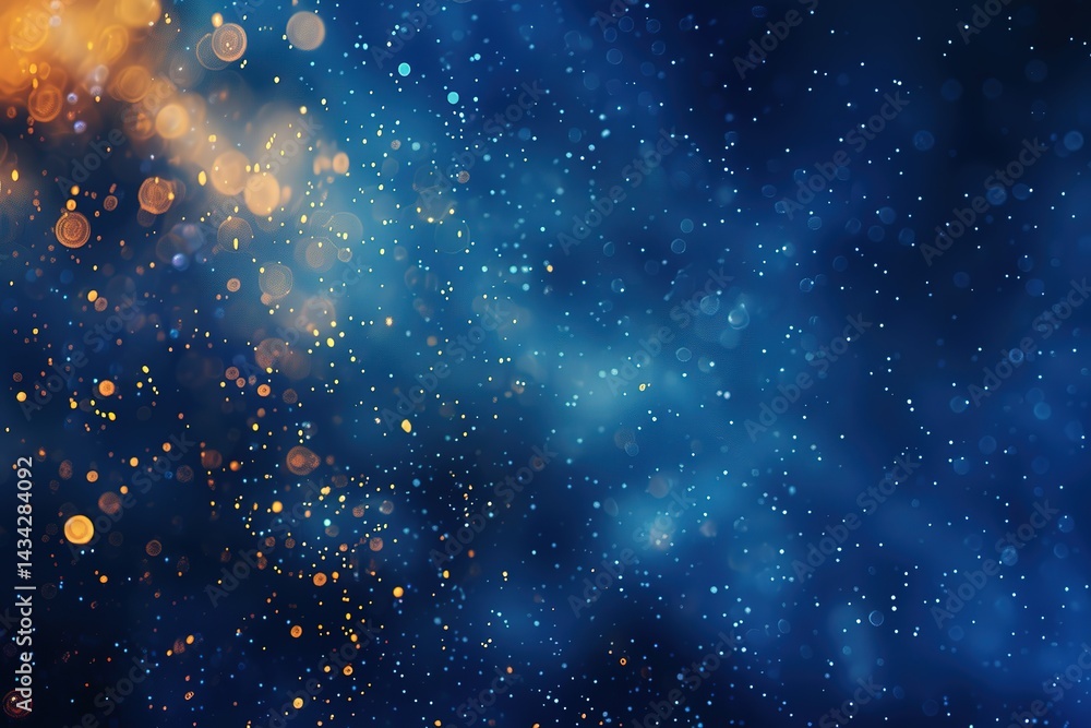 Aufkleber abstract background with blue and gold bokeh lights creating a magical atmosphere