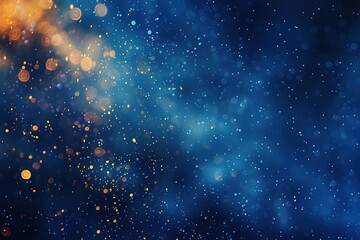 Obraz premium Abstract background with blue and gold bokeh lights creating a magical atmosphere