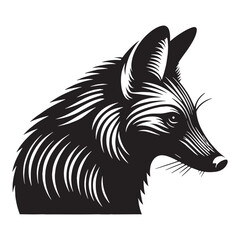 Striking aardwolf silhouette with sharp, dynamic lines perfect for creative branding – aardwolf silhouette – aardwolf vector – aardwolf illustration – silhouette of aardwolf

