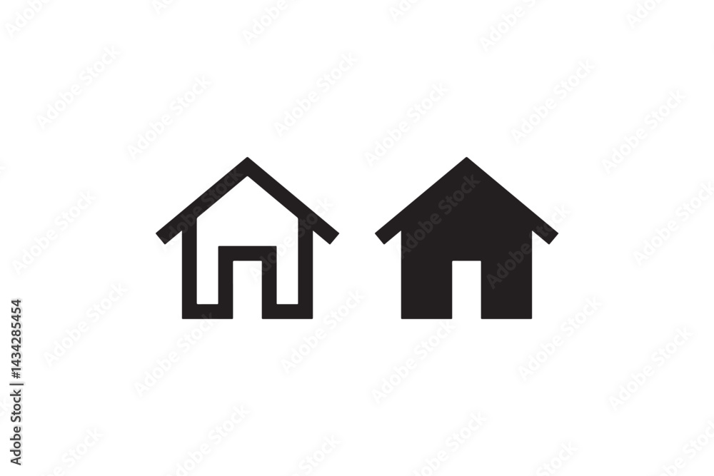 Poster home icon set in outline and solid style vector