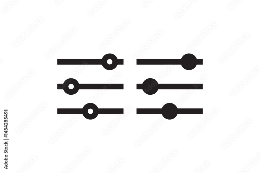 Poster slider control icons in outline and solid style vector